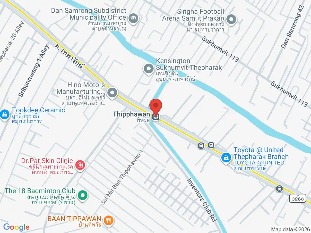 Map showing the location of Thipphawan station