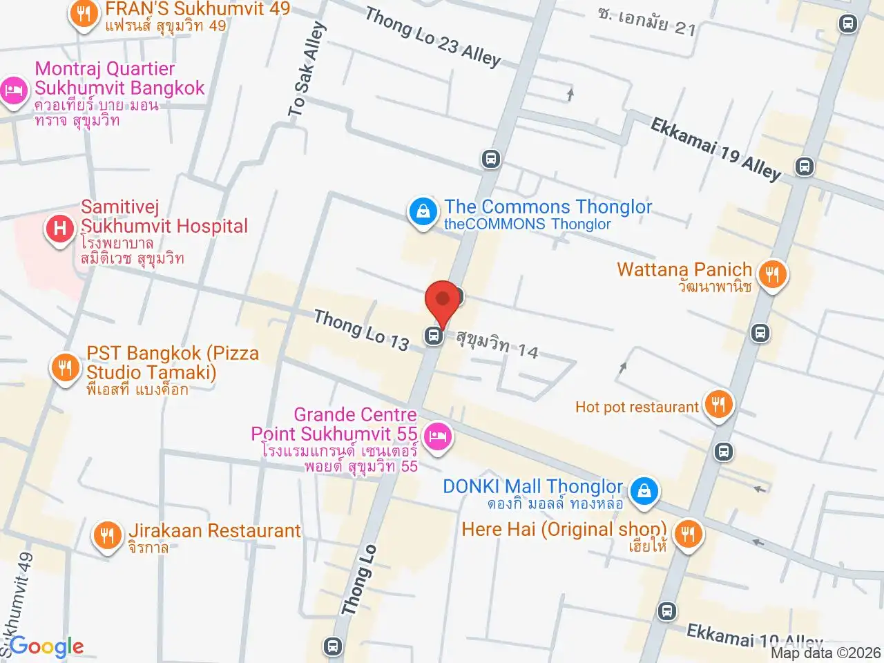 Large Google map centered on Thonglor