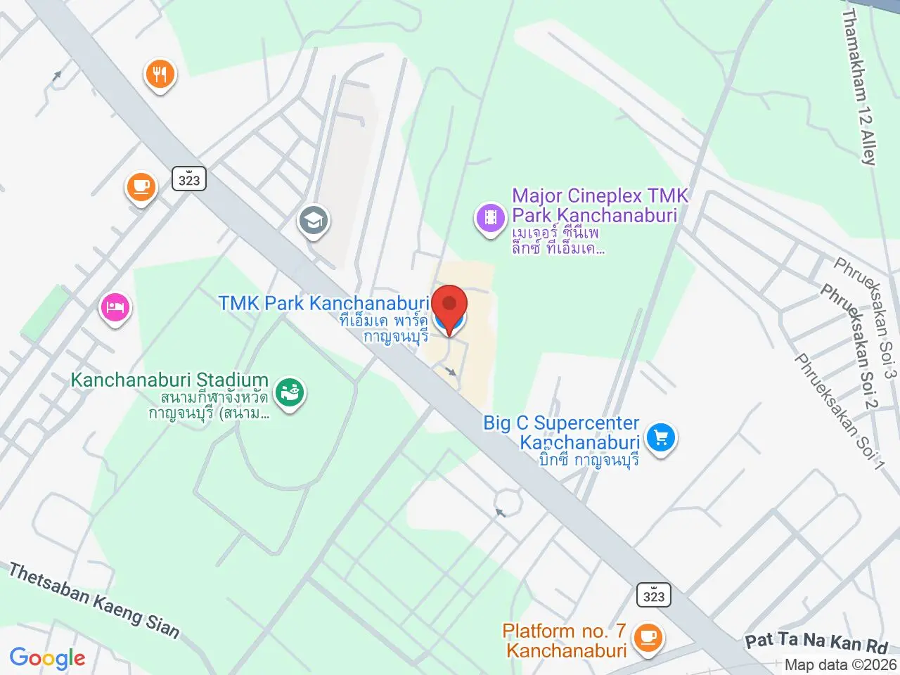 Static map showing TMK Park Kanchanaburi in Kanchanaburi