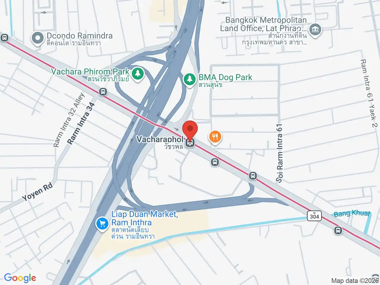 Map showing the location of Vacharaphol station