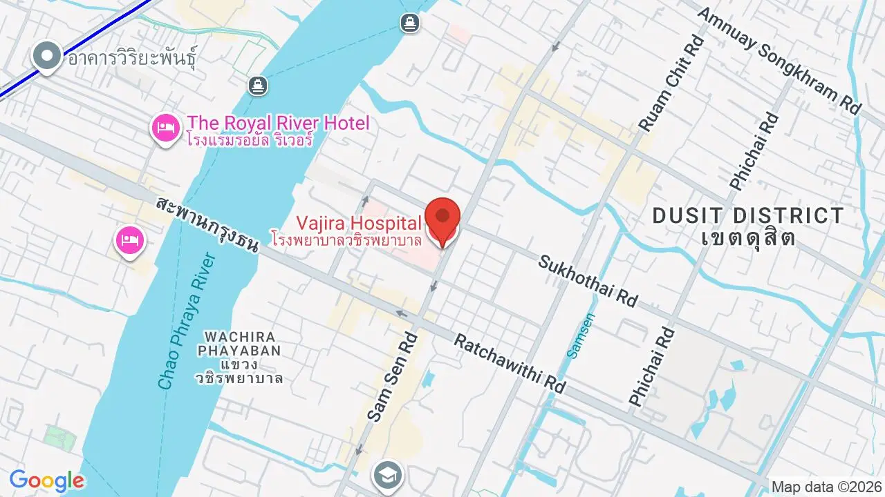 Map showing location of Vajira Hospital