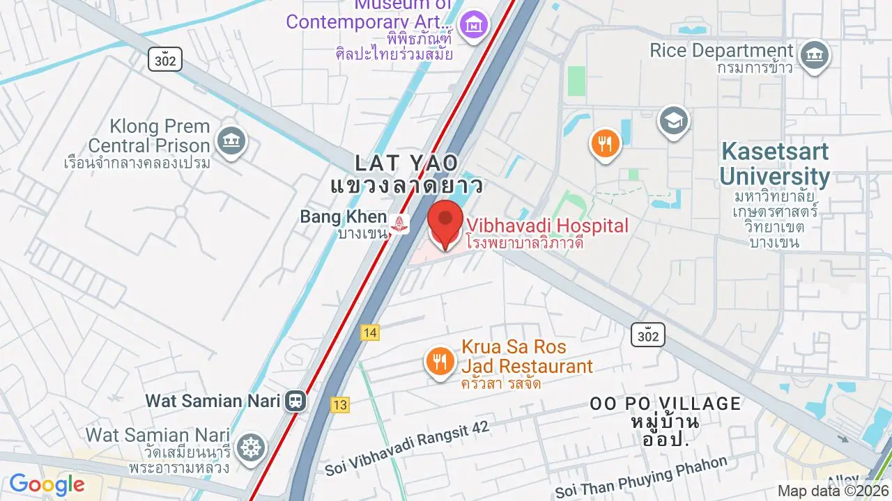 Map showing location of Vibhavadi Hospital