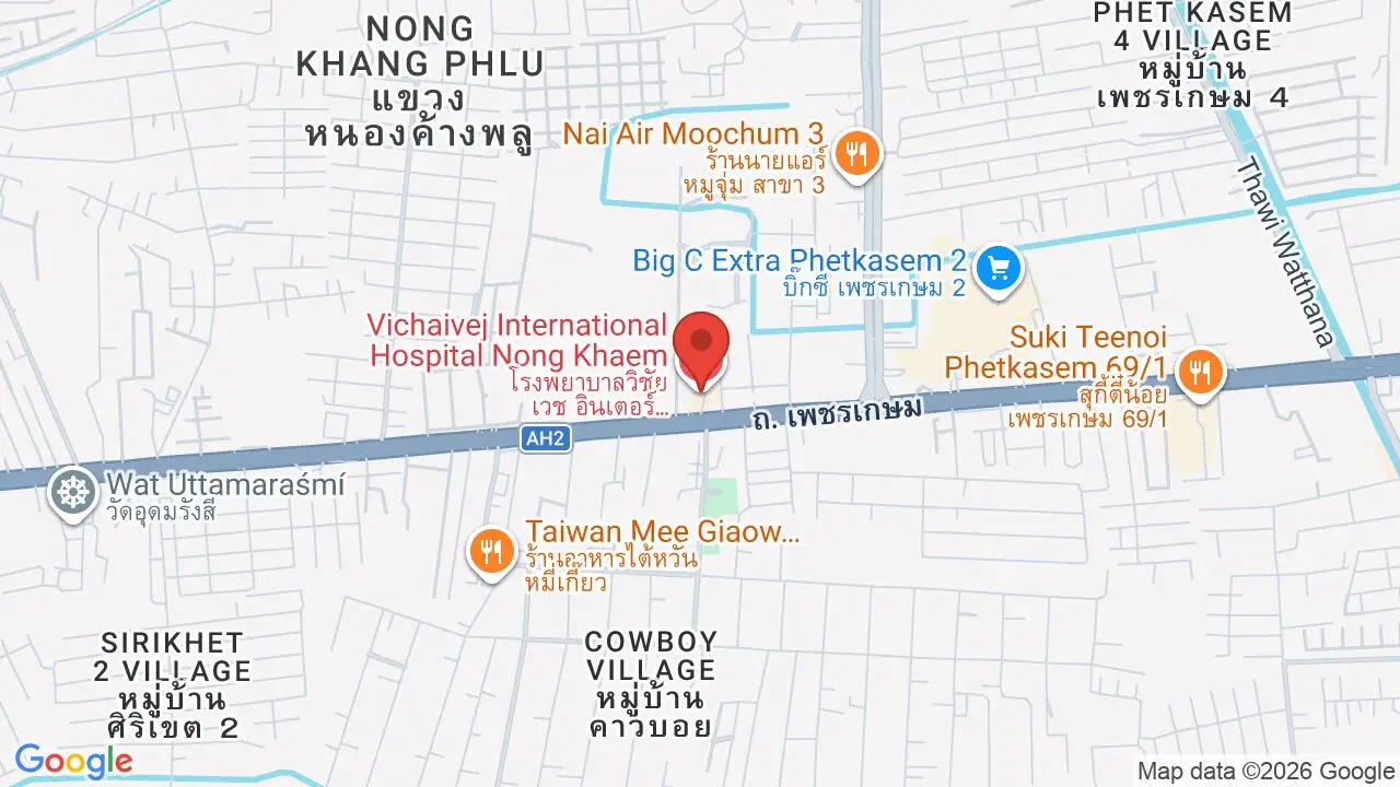 Map showing location of Vichaivej International Hospital Nongkhaem