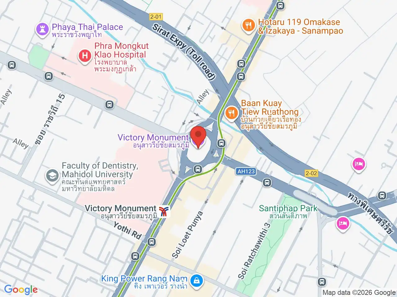 Large Google map centered on Victory Monument