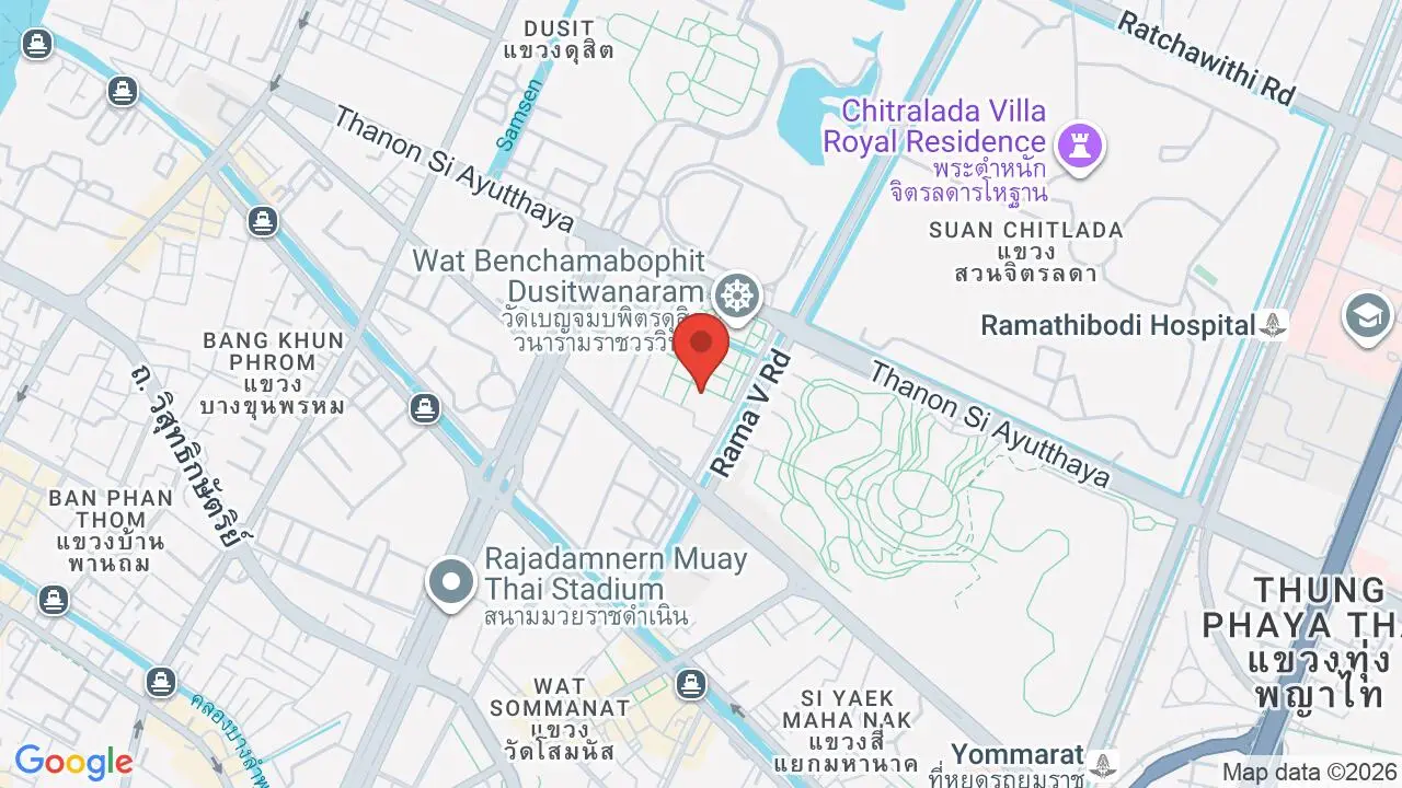 Map showing location of Wat Benchamabophit