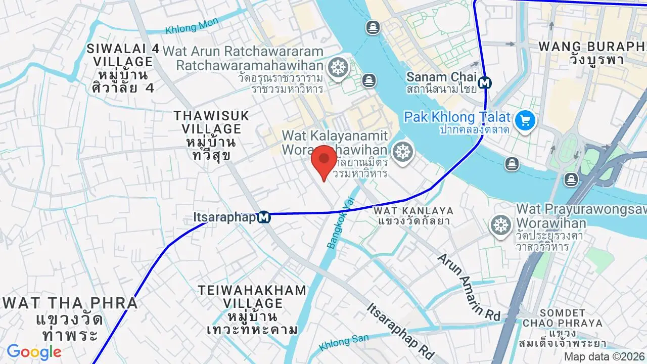 Map showing location of Wat Hong Rattanaram