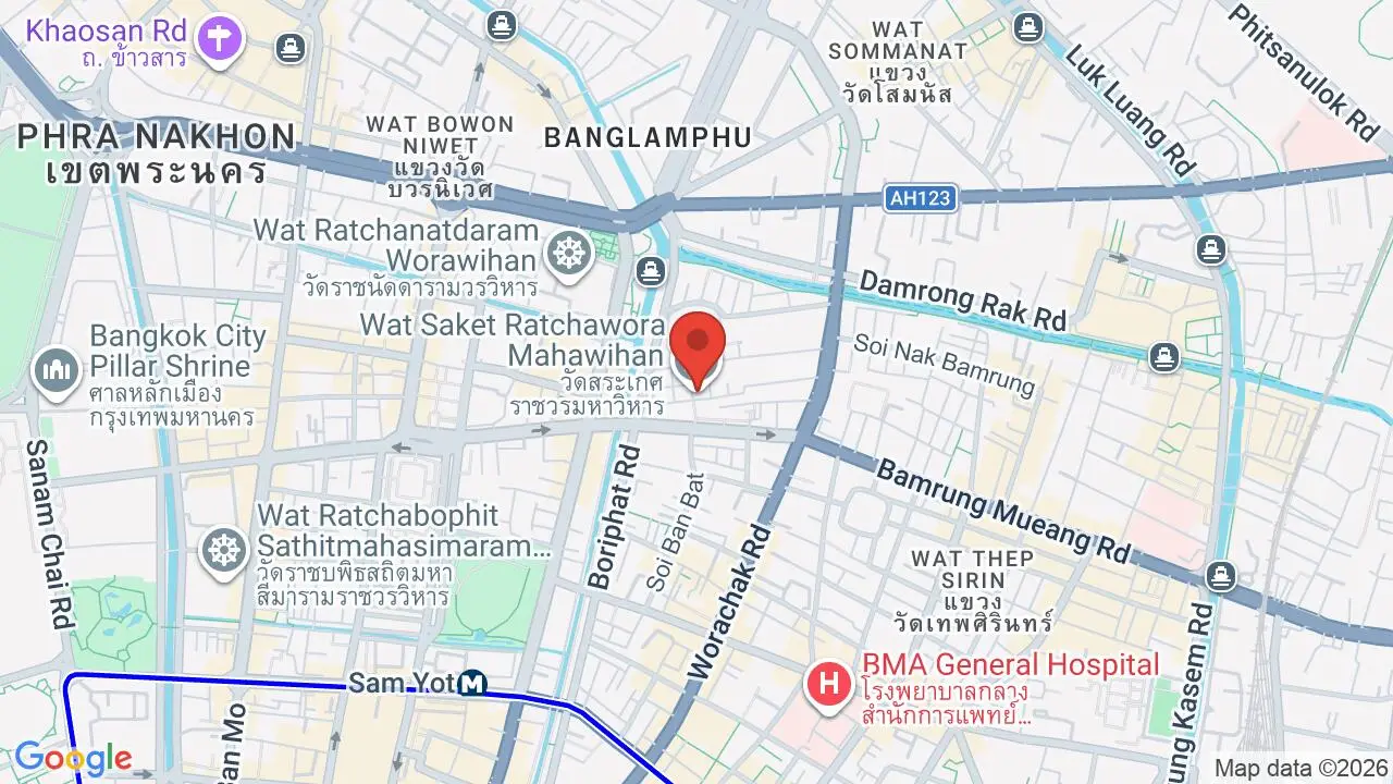 Map showing location of Wat Saket