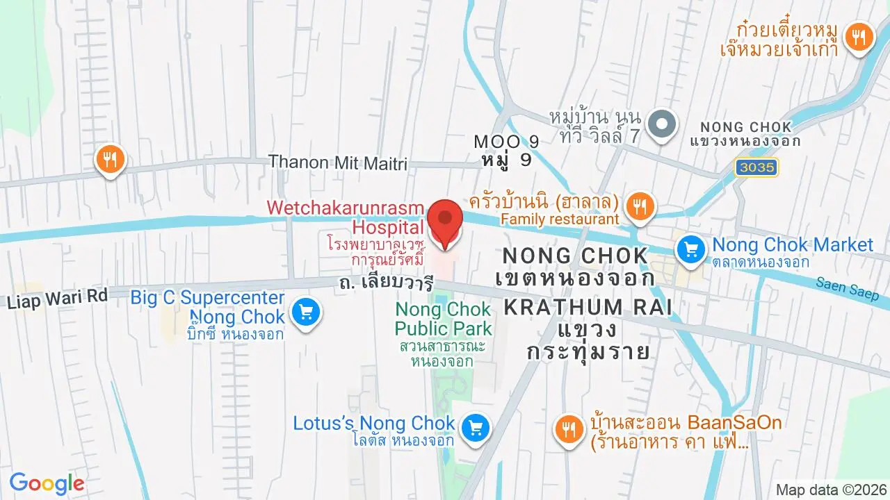 Map showing location of Wetchakarunrasm Hospital