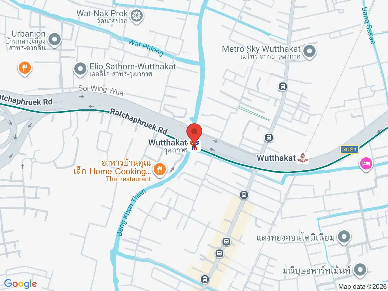 Map showing the location of Wutthakat station